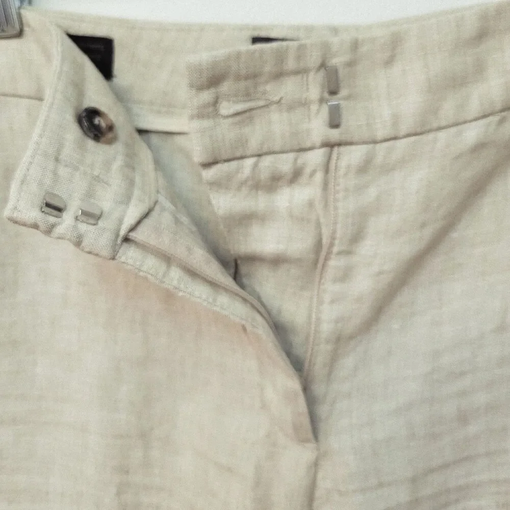 PeseRico Sign Women’s Linen Bermuda Shorts Size 42 Natural Linen Made in Italy